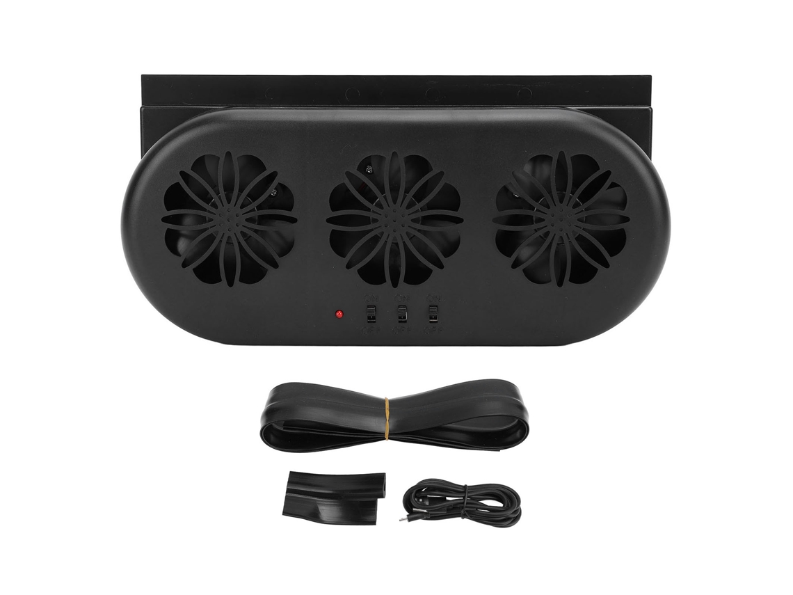 Ventilador Solar Carro 5000rpm Usb Ar Refrigeração Preto