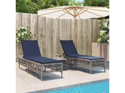 Vidaxl Espreguiçadeiras (2 Peças) Com Mesa Em Rattan Sintético Cinza