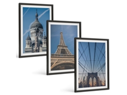 Conjunto De Pinturas Vistas De Edifícios De Cidades Ao Redor Do Mundo Espelharte (3 Peças 40x60 Cm)