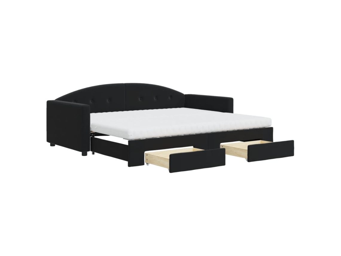 Sofá-cama Com Gavetão Vidaxl Preto Veludo