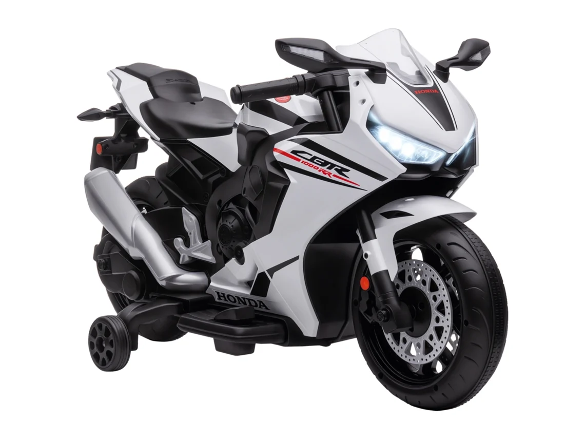 Motocicleta Elétrica para Crianças com Carteira Honda. Bateria Recarregável de 6v. Velocidade 3km/h. Branco Ge