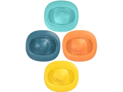 Conjunto De 4 Tampas Silicone Para Ralo Pia Cozinha E Piso Banheiro,
