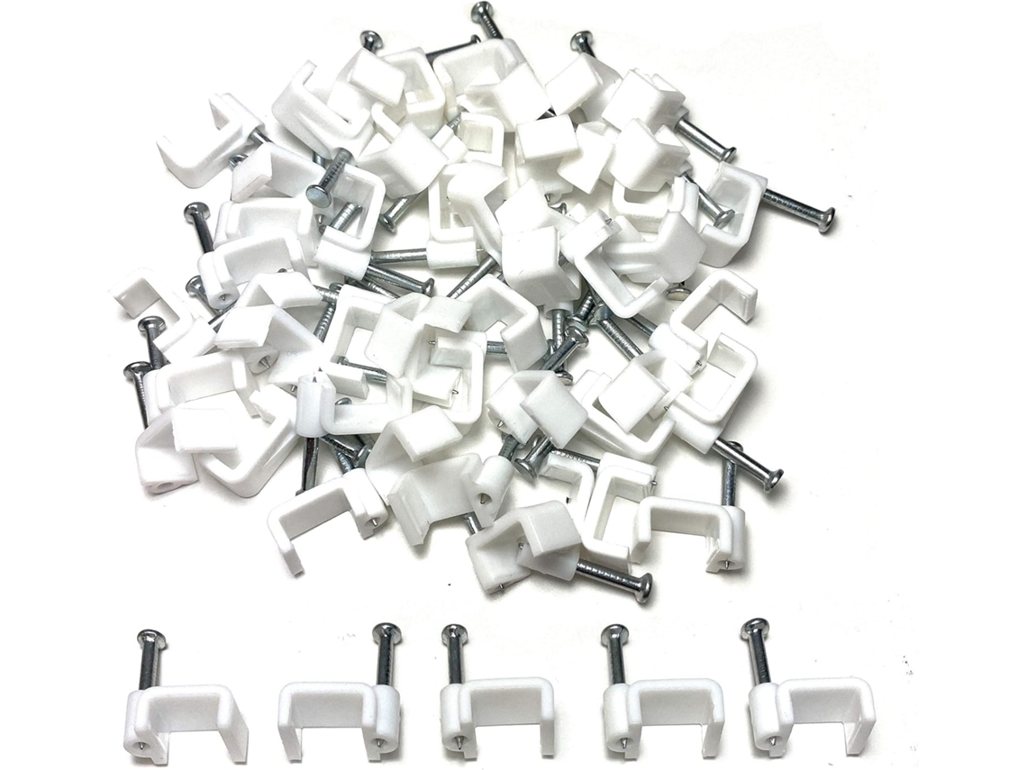 100 clipes de plástico branco para cabos AQUAFORGE