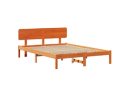 Conjunto 1 Estrutura De Cama De Madeira Vidaxl Castanho Madeira De Pinho Maciça (200 X 200 Cm)