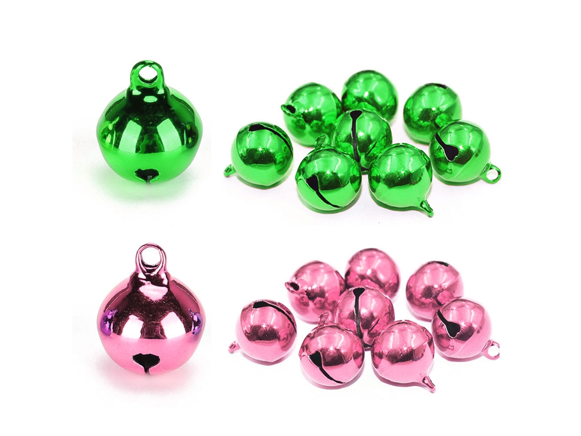 50 Unidades De Sininhos De Metal Pequenos Coloridos Para Natal Chaveiro Festa Diy Contas (verde Rosa)