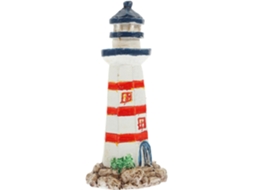 Farol Náutico Decorativo Resina Vermelha Robusta Delicadamente Pintada Estilo Mediterrâneo Ideal Decoração GOKOCO