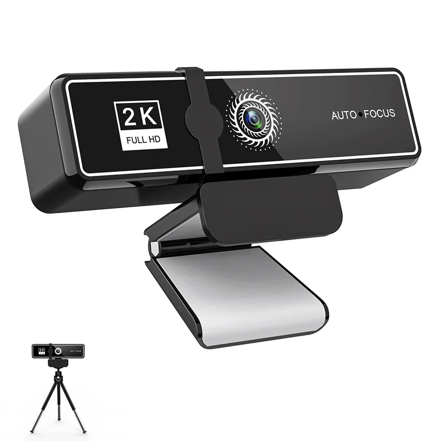 Webcam Full Hd (2k Preto) Com Foco Automático, Microfone E Interface Usb.