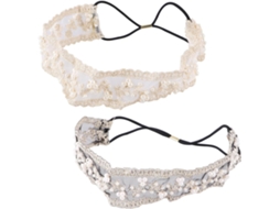 Conjunto de delicadas tiaras com contas elásticas e elegantes acessórios para cabelo.