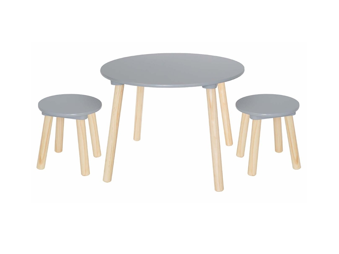 Mesa e 2 Bancos Cinzentos JABADABADO
