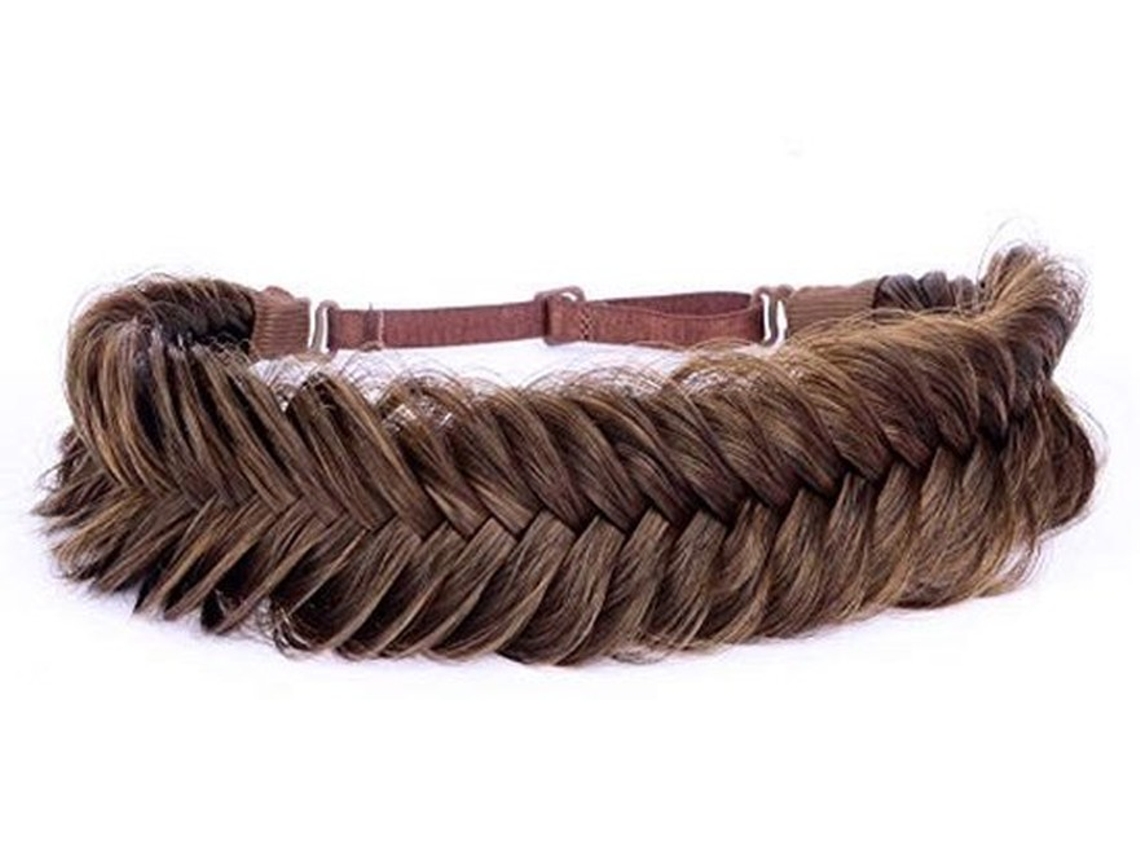 Cinta De Cabelo Com Trança - Cabelo Artificial - Toupet Elástico - Acessório De Beleza - Resistente Ao Calor - Largura Aproximadamente 3,8 Cm - Cinta