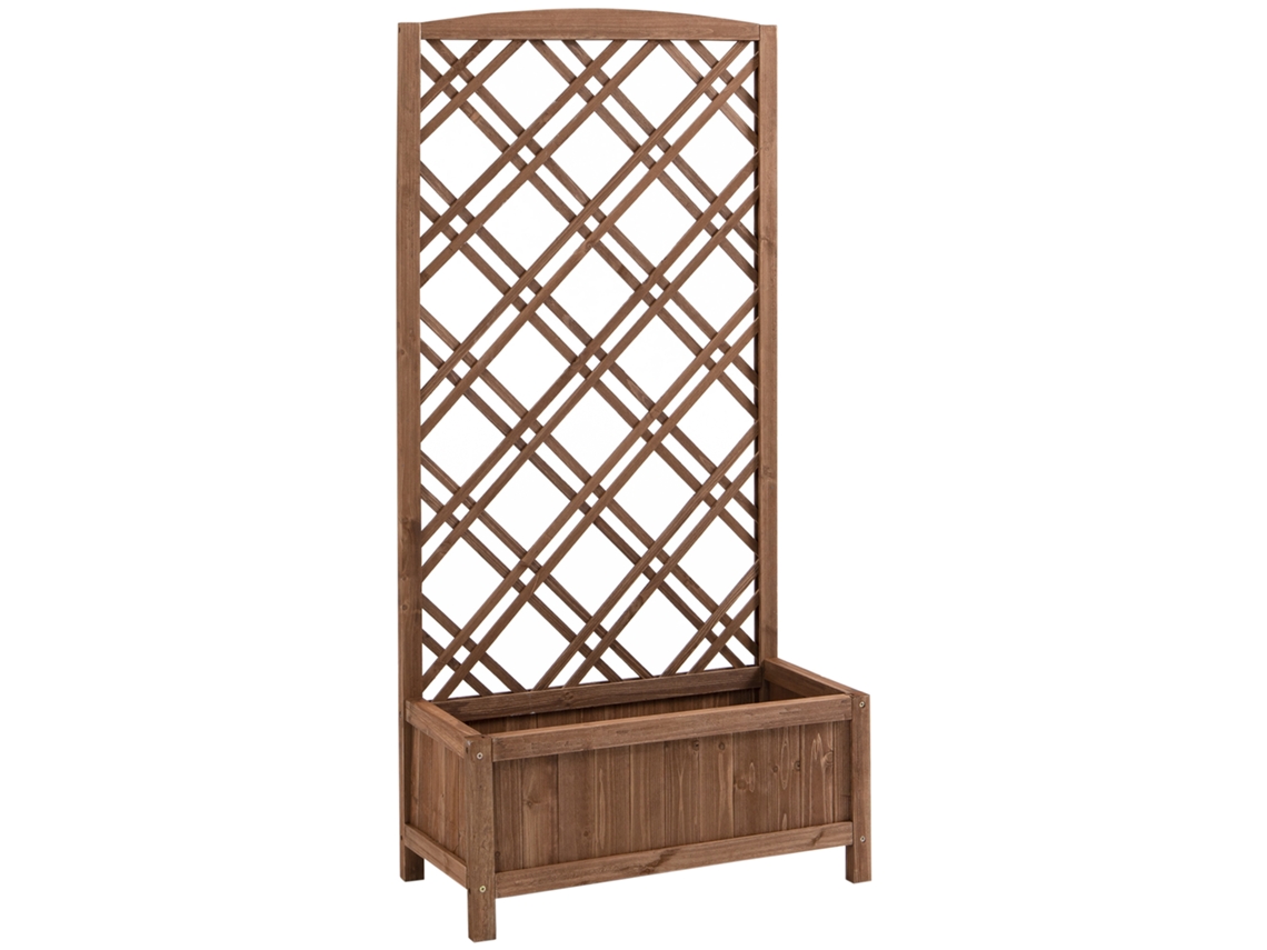 Floreira com treliça de madeira, suporte para plantas trepadeiras, 60x30x122,5cm | S/MARCA