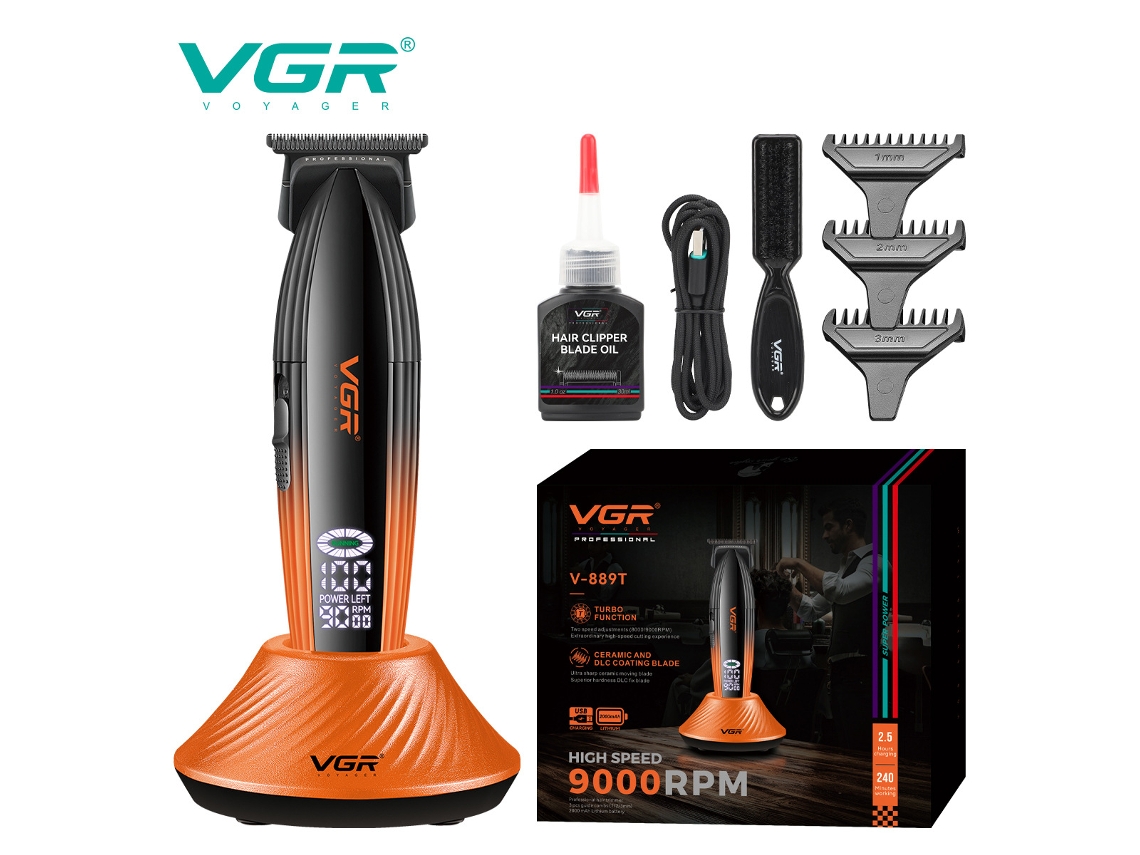 Cortador de Cabelo com Base de Carga Dupla Velocidade Ajuste Display Digital Alta Velocidade Empurrador MDUG
