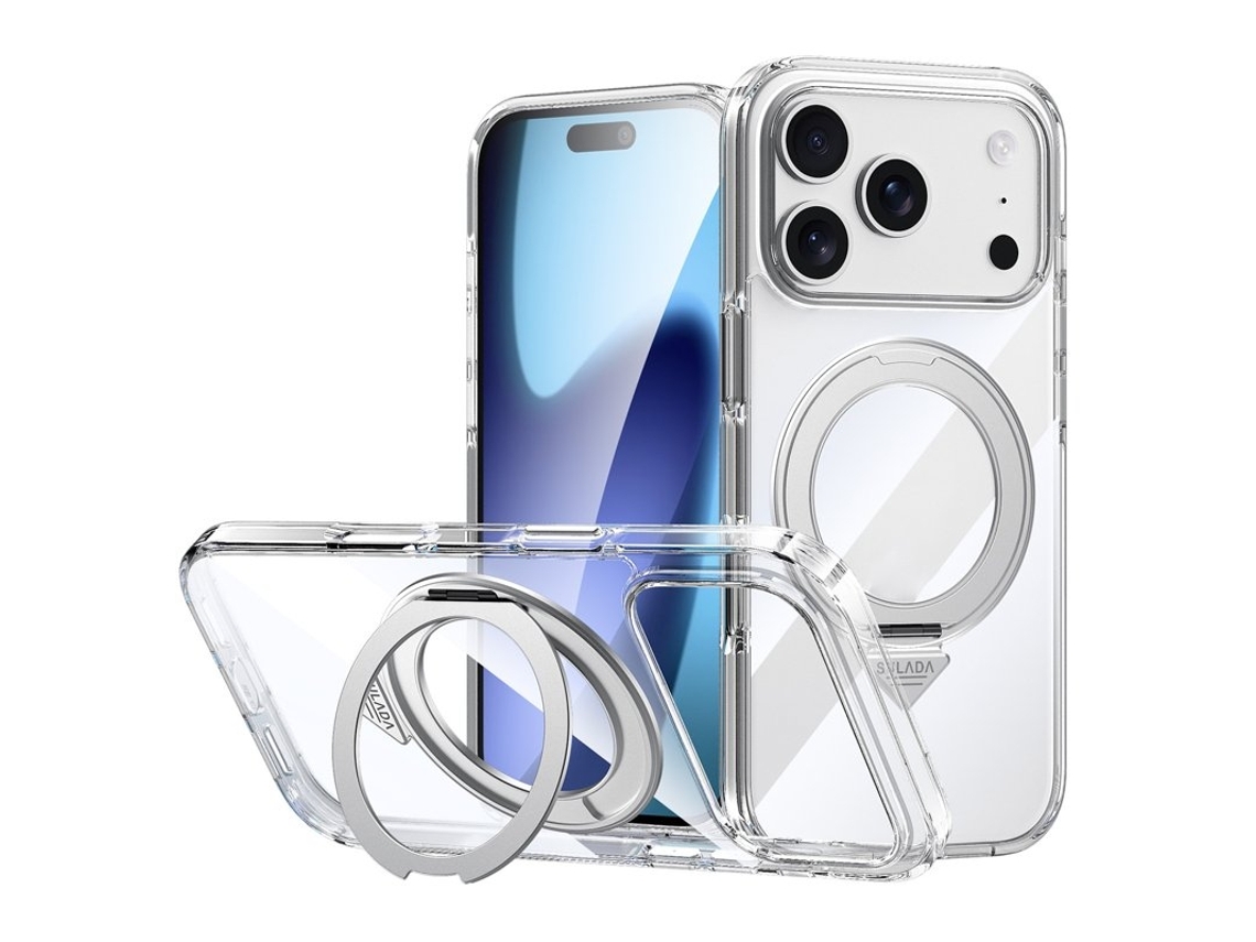 Capa Sulada Para Iphone 17 Pro Com Suporte Integrado, Em Tpu Pc Transparente.