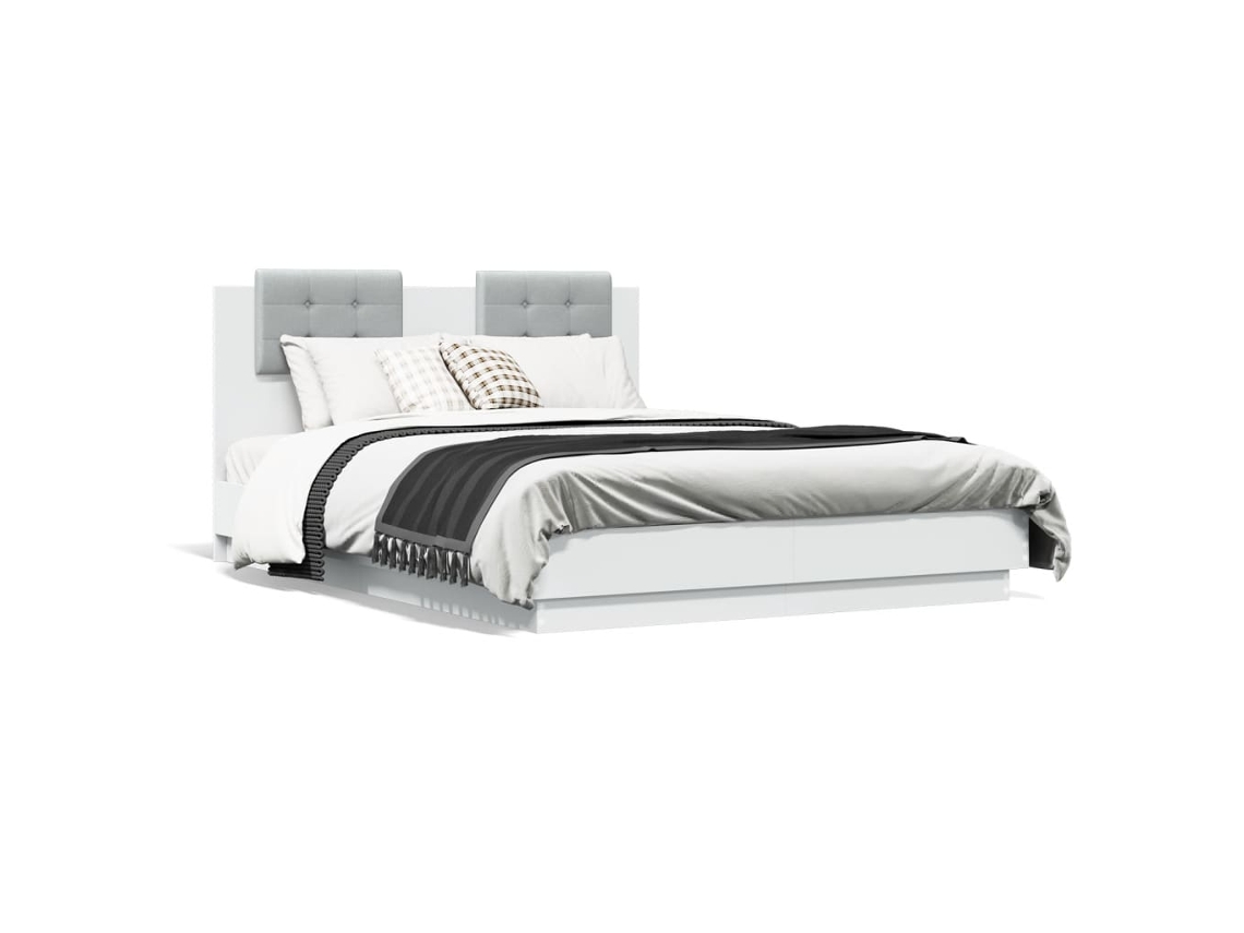 Bed Frame, Bed Frames Vidaxl Branco Madeira Processada (120 X 190 Cm)