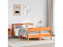 Vidaxl Cama Sem Colchão 140x190 Cm Pinho Maciço Castanho-mel