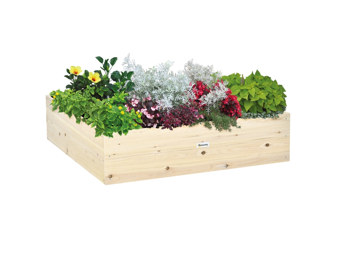 Canteiro Elevado de Madeira para Horta. Jardineira para Plantas e Vegetais. 117x117x30cm Ge
