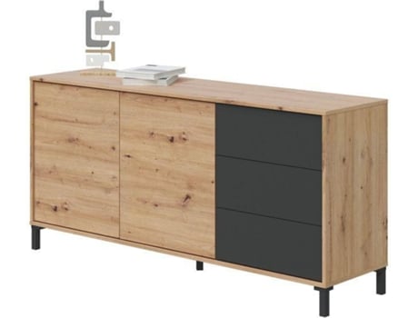 Aparador HABITDESIGN Brooklyn (Cinzento - Melamina, PVC e ABS - 154x 74x 41cm)