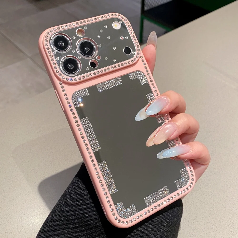 Capa Para Celular Com Espelho De Maquiagem (rosa Para Iphone 17 Pro), Capa Traseira À Prova De Choque.