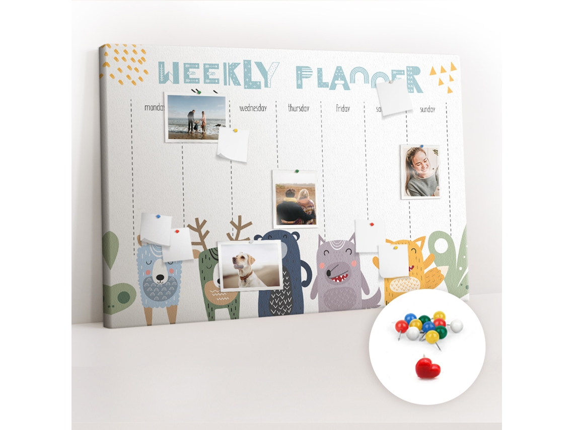 Painel De Cortiça Para Parede Planeador Semanal Infantil Para A Sala De Estar Espelharte (120x80 Cm)