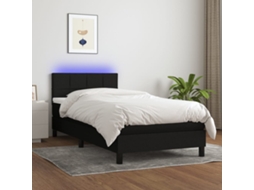 Vidaxl Cama Box Spring C/ Colchão E Led 80x200 Cm Tecido Preto