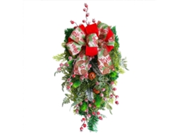 Laxiscreed Sino De Natal Com Laço, Sinos Penduráveis Para Árvore Decorativa Em Vermelho Com Frutos E Neve