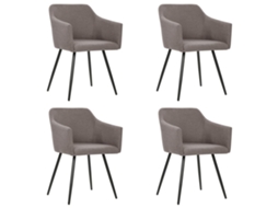 Vidaxl Cadeiras De Jantar 4 Pcs Tecido Cinzento-acastanhado