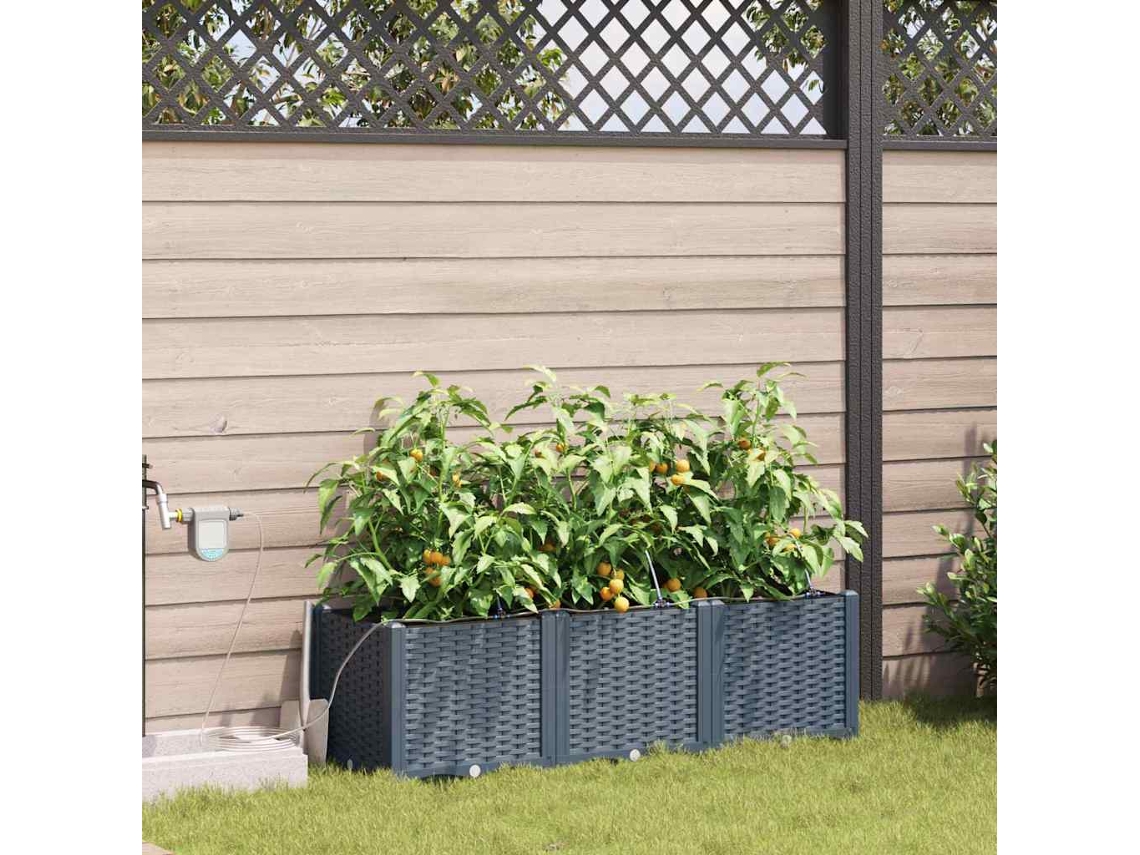 Vidaxl Vaso De Jardim 3 Unid. Cinzento-claro 120 X 40 X 37,5 Cm Pp