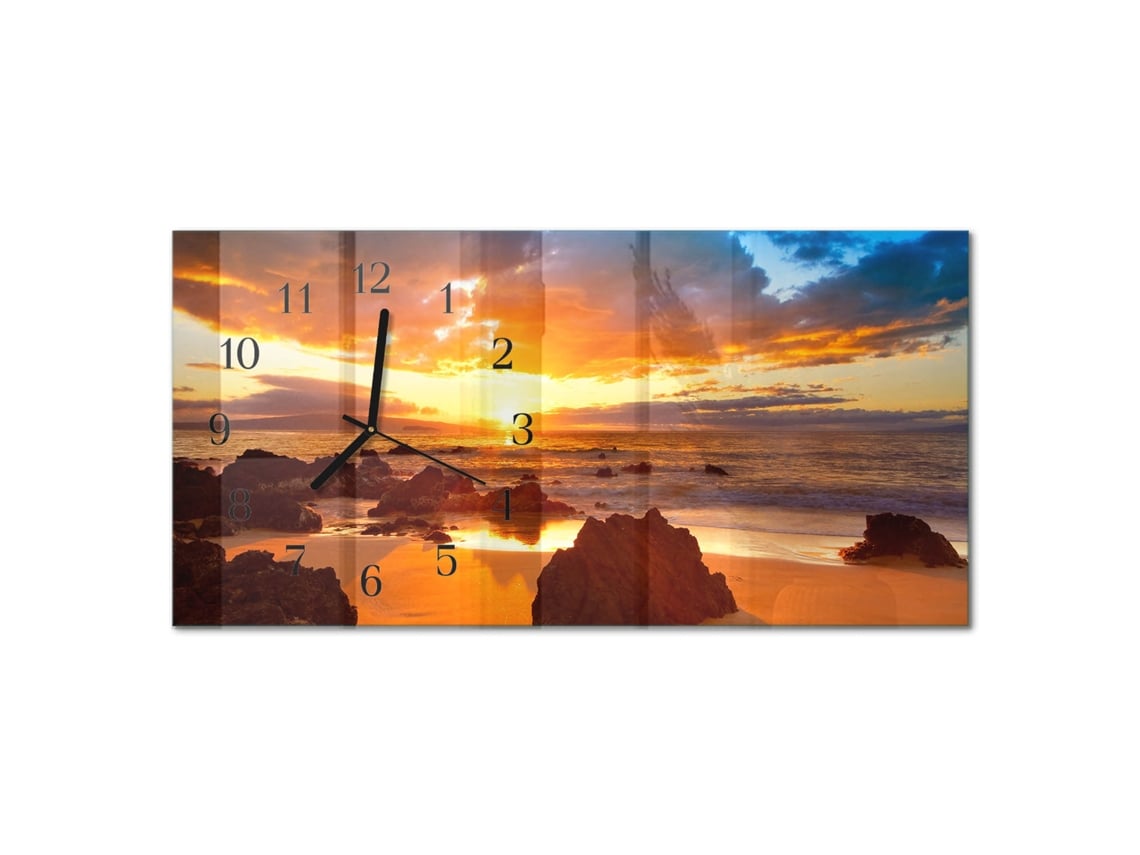 Relógio De Parede De Vidro Laranja Espelharte (60x30cm)