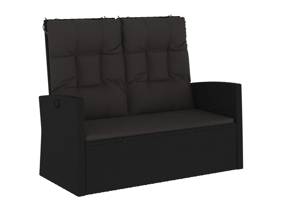 Maison Exclusive - Banco De Jardim Reclinável Com Almofadões 118 Cm Vime Pe Preto