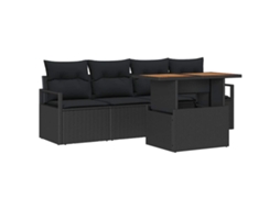 Maison Exclusive - Conjunto De Sofá De Jardim 5 Pcs Preto Rattan Sintético