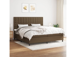 Vidaxl Cama Com Molas/colchão 200x200 Cm Tecido Castanho-escuro