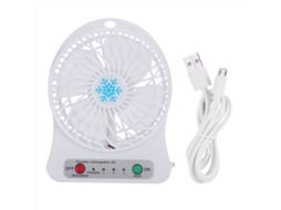 Ventilador Mesa Portátil Usb Recarregável Branco com Luz