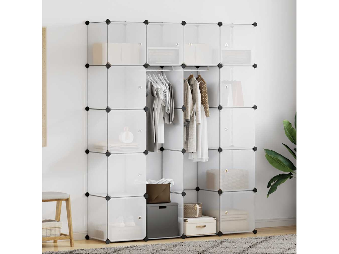 Vidaxl Armário Plástico Modular 14 Gavetas 37x146x180,5cm Branco