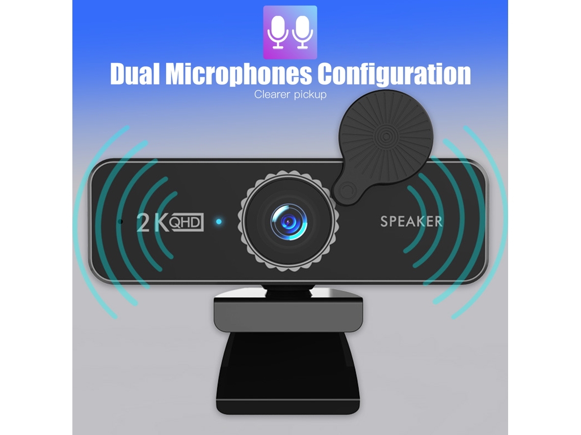 Webcam 1440p Hd com Microfone e Alto falantes Ângulo 120° Plug And Play para Pc Laptop