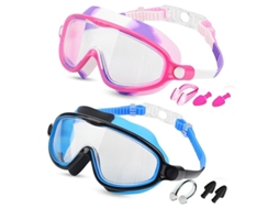 Óculos De Natação Infantisconjunto 600a Camuflagem Rosa + Camuflagem Azul (óculos De Natação + Clipe Nasal + Estojo Para Tampões De Ouvido)