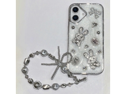 Capa Protetora Híbrida Epóxi Com Glitter E Alça Para Iphone 16