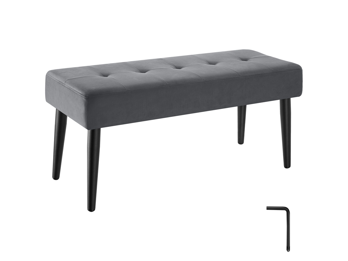Banco TECTAKE Glora com Estofamento em Espuma de Alta Densidade, Pés em Aço e Tampões de Plástico (95x38x45cm) Cinzento