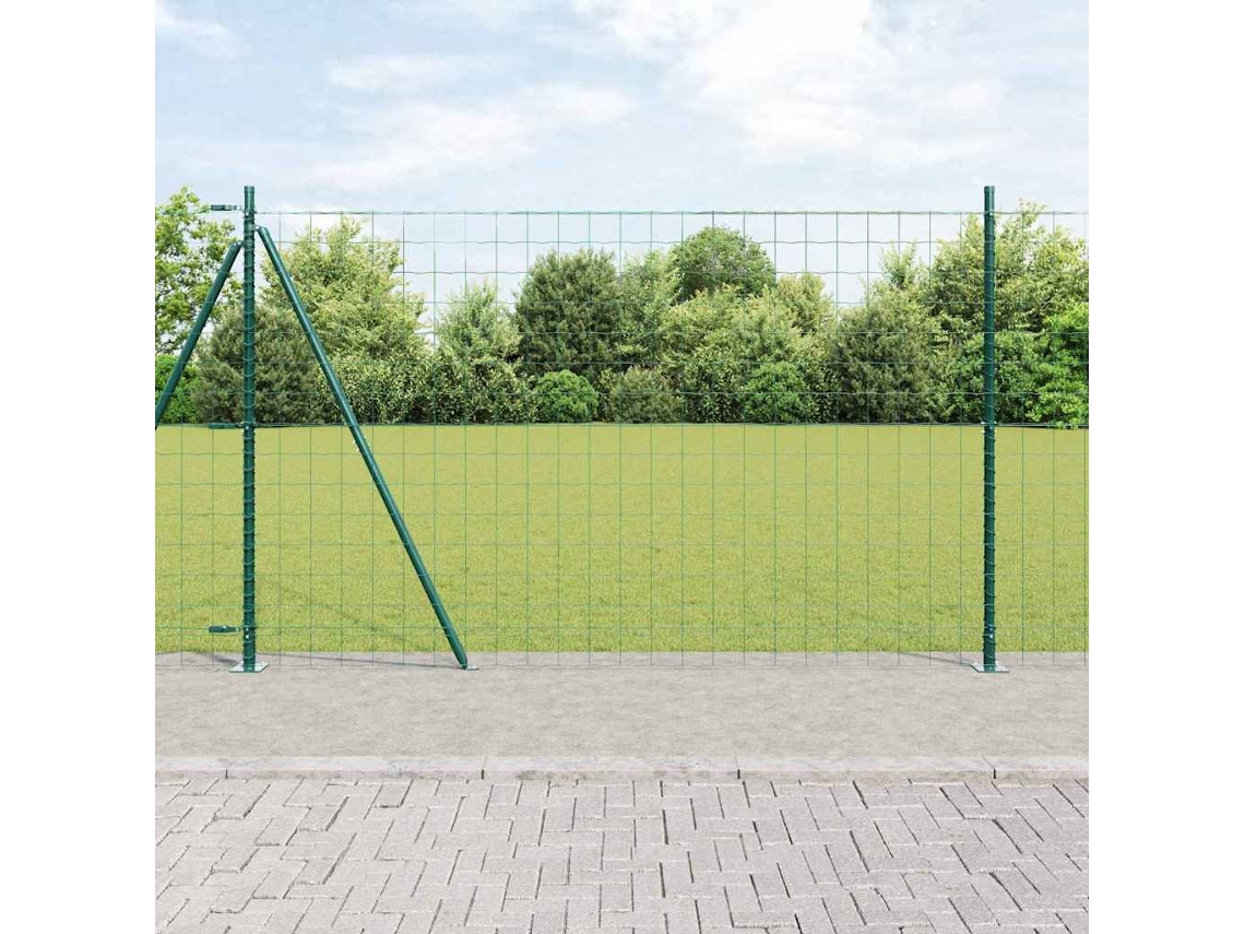 Vidaxl Cerca Europeia Com Base De Concreto 25 X 1,2 M Verde Malha