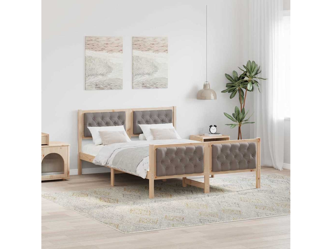 Vidaxl Estrutura Da Cama Cinzento-acastanhado 140 X 200 Cm