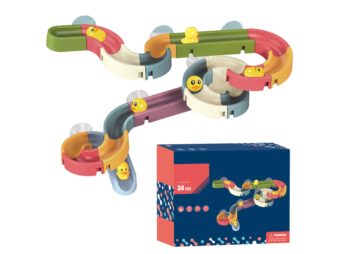 Mali brinquedo de Pista de Chuveiro para Bebê Cute Duckling Conjunto Diy 34 Peças Brinquedo de Banho