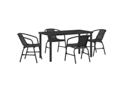 Conjunto 5 De Jantar De Jardim Vidaxl Preto Rattan Plástico