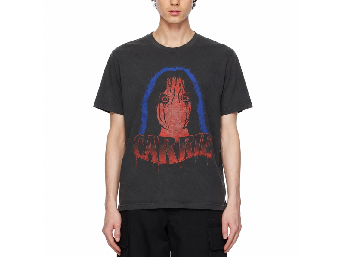 Rockinstone Carrie Movie Face Carrie Solid Smoke Adult T-shirt Size:s
