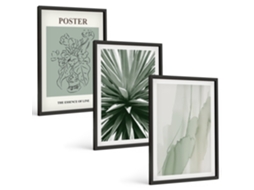 Conjunto De Pinturas Padrões Florais Em Folhagem Espelharte (3 Peças 40x60 Cm)