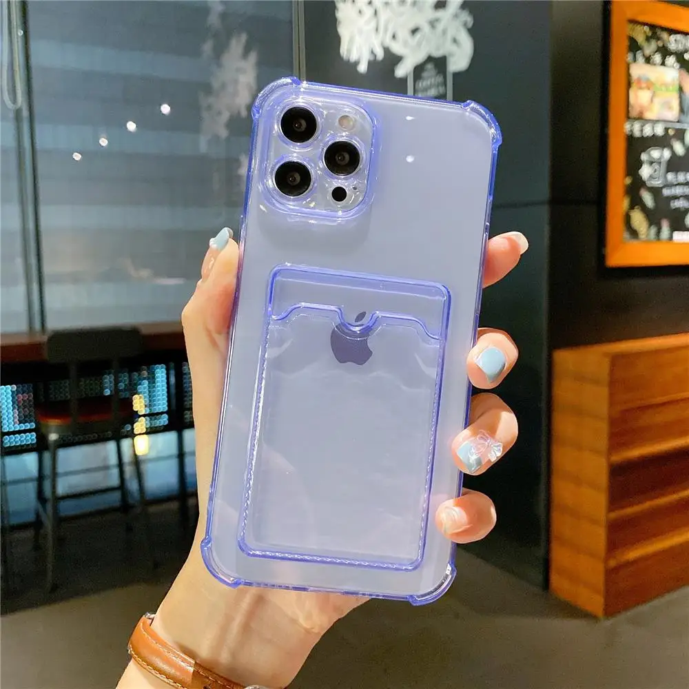 Capa Protetora Transparente E Macia Estilo Carteira (roxa Para Iphone 15)