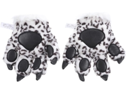 Luvas De Inverno Ciieeo Com Estampa De Leopardo-das-neves Em Pelúcia E Pata De Animal, Macias E Em Algodão Pp.