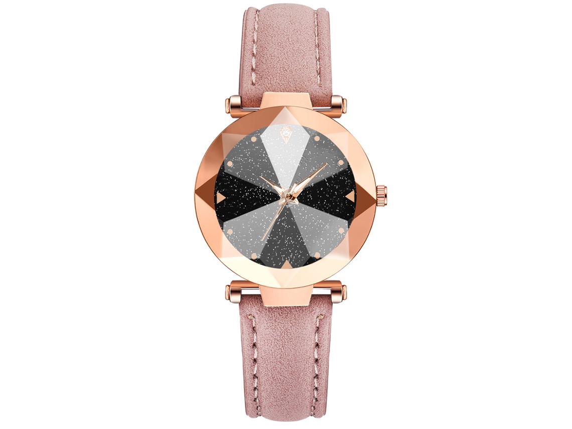 Relógio Feminino de Quartzo em Liga com Pulseira Ajustável Estilo Casual Rosa