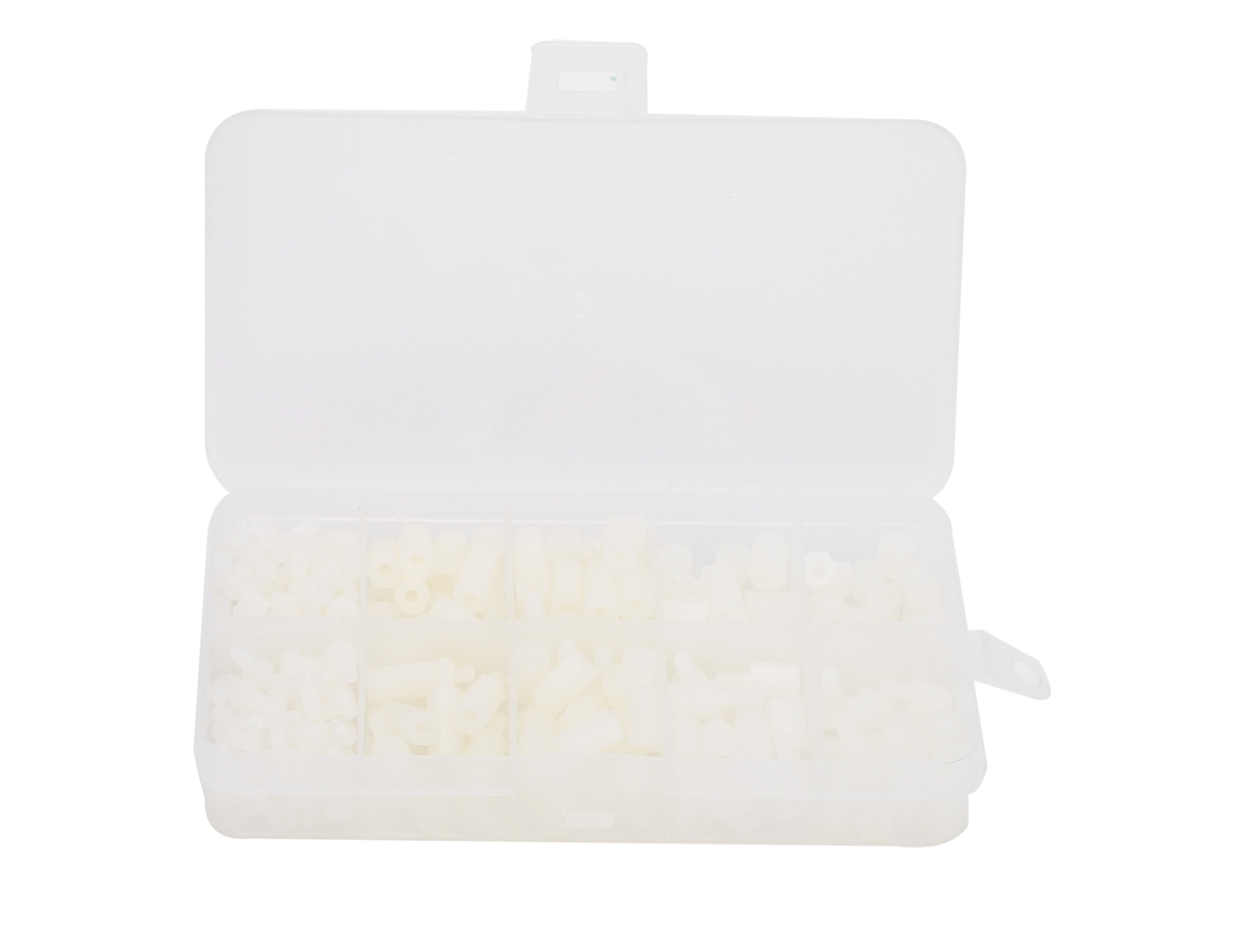 Conjunto Parafuso Nylon Branco M3 300 Peças Material Isolante Porca Masculino Fêmea Consumíveis