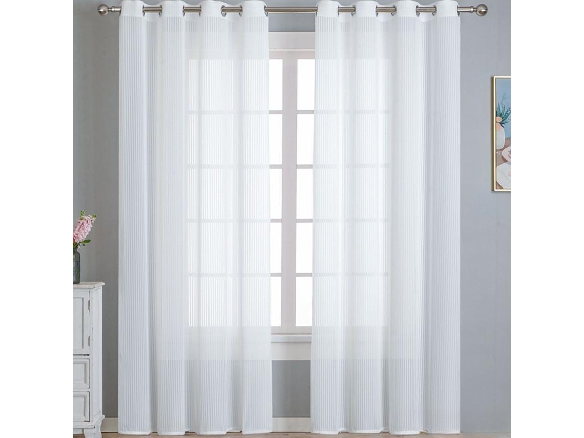 Rideaux En Voilage Blanc Imitation Soie (1,5 X 2,7 M) - Touch Unique Soie Filée À La Neige (2 Peças)