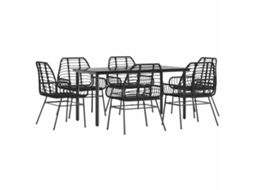 Garden Dining Set, Garden Dining Sets Vidaxl Preto Rattan / Vime (160 X 80 X 74 Cm)