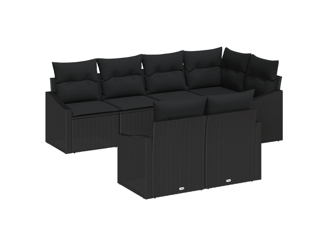 Conjunto 7 Conjunto De Sofás Para Exterior Vidaxl Preto Vime Pe (233,5 X 123,5 X 85 Cm)
